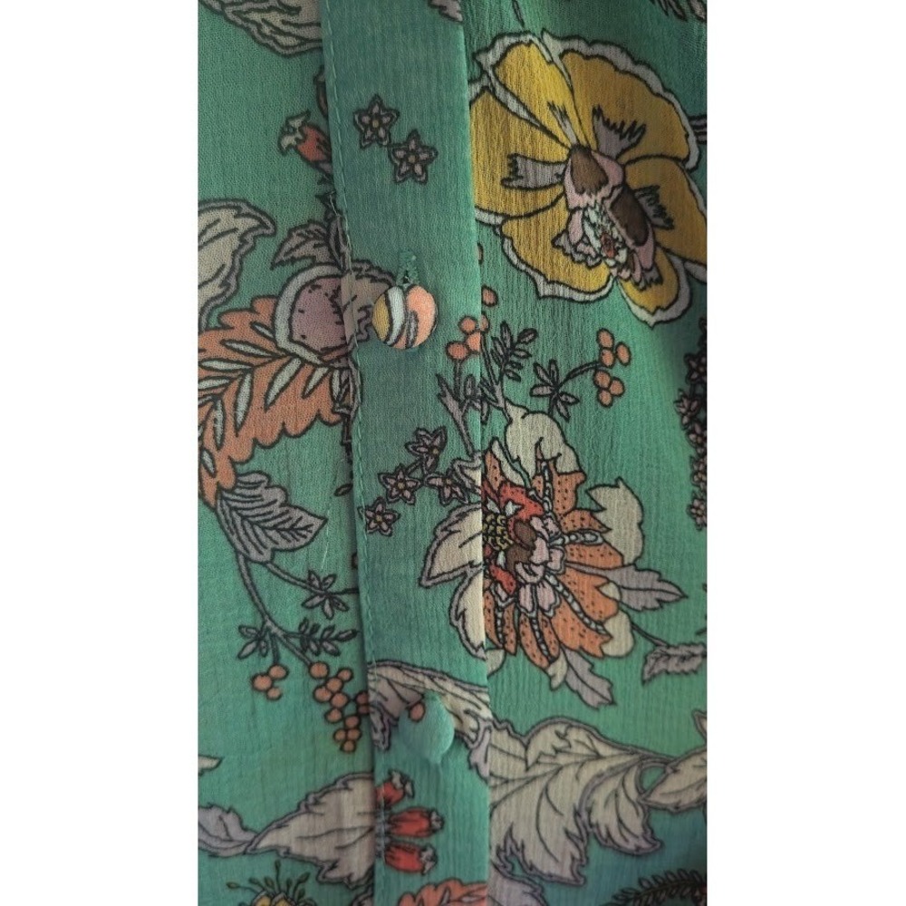 Free People Earthfolk Duster Dress M Flowy Button Runched Boho Cottagecore New - Picture 10 of 16